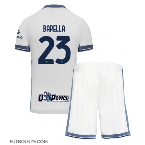 Camiseta Inter Milan Nicolo Barella #23 Visitante Equipación para niños 2024-25 manga corta (+ pantalones cortos)